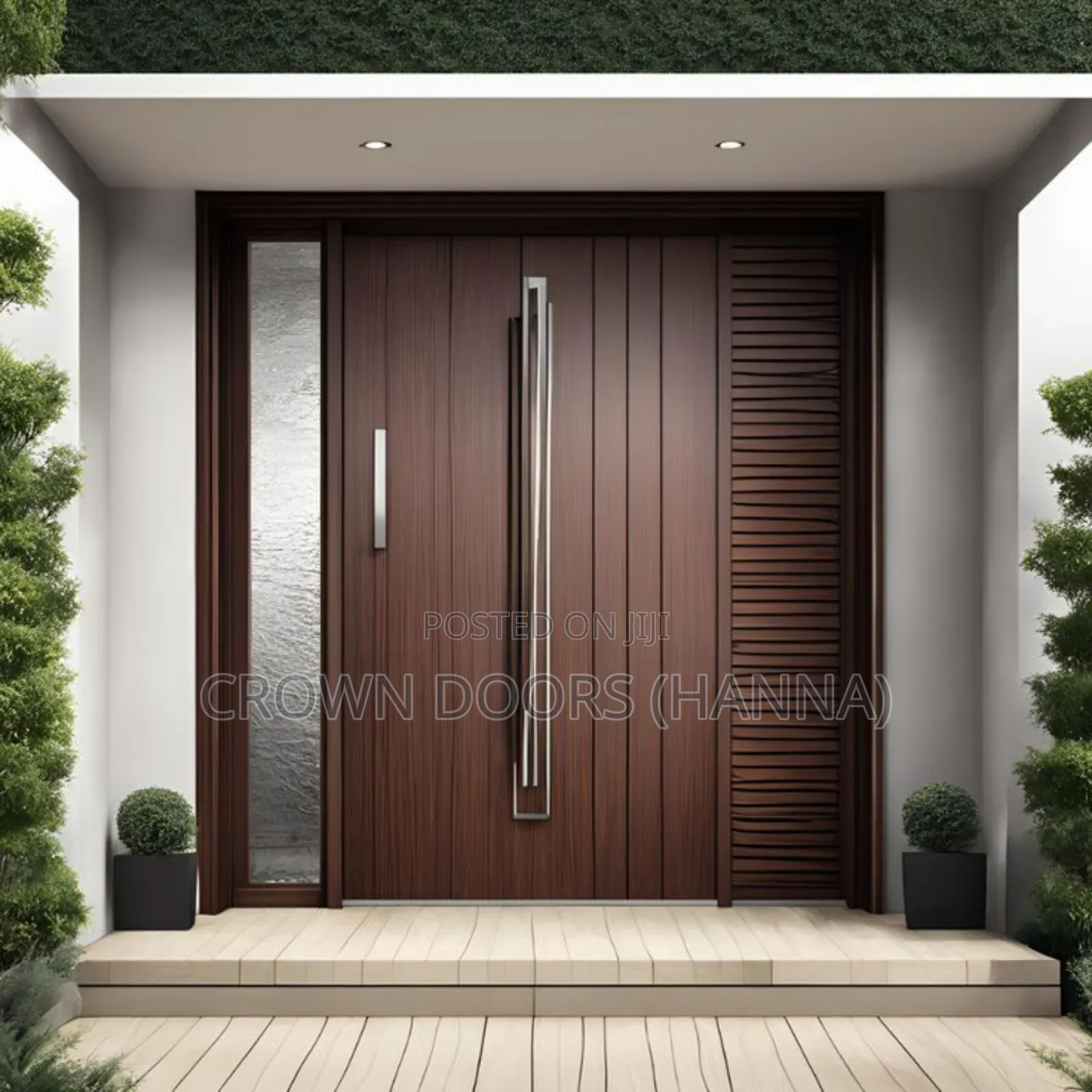 ክራውን በር/Crown Door Made of Natural Stone Wood Fiber.Indoor Main Gate