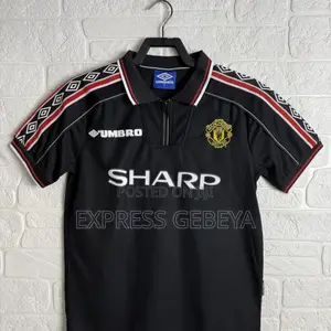 ኦሪጅናል ማሊያ Umbro #Manchester United 1998/99 Black Edition Kit Sharp