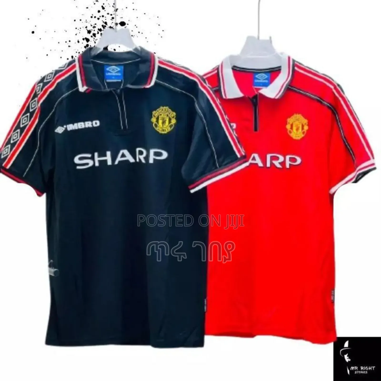 ኦሪጅናል ማሊያ Umbro #Manchester United 1998/99 Black Edition Kit Sharp