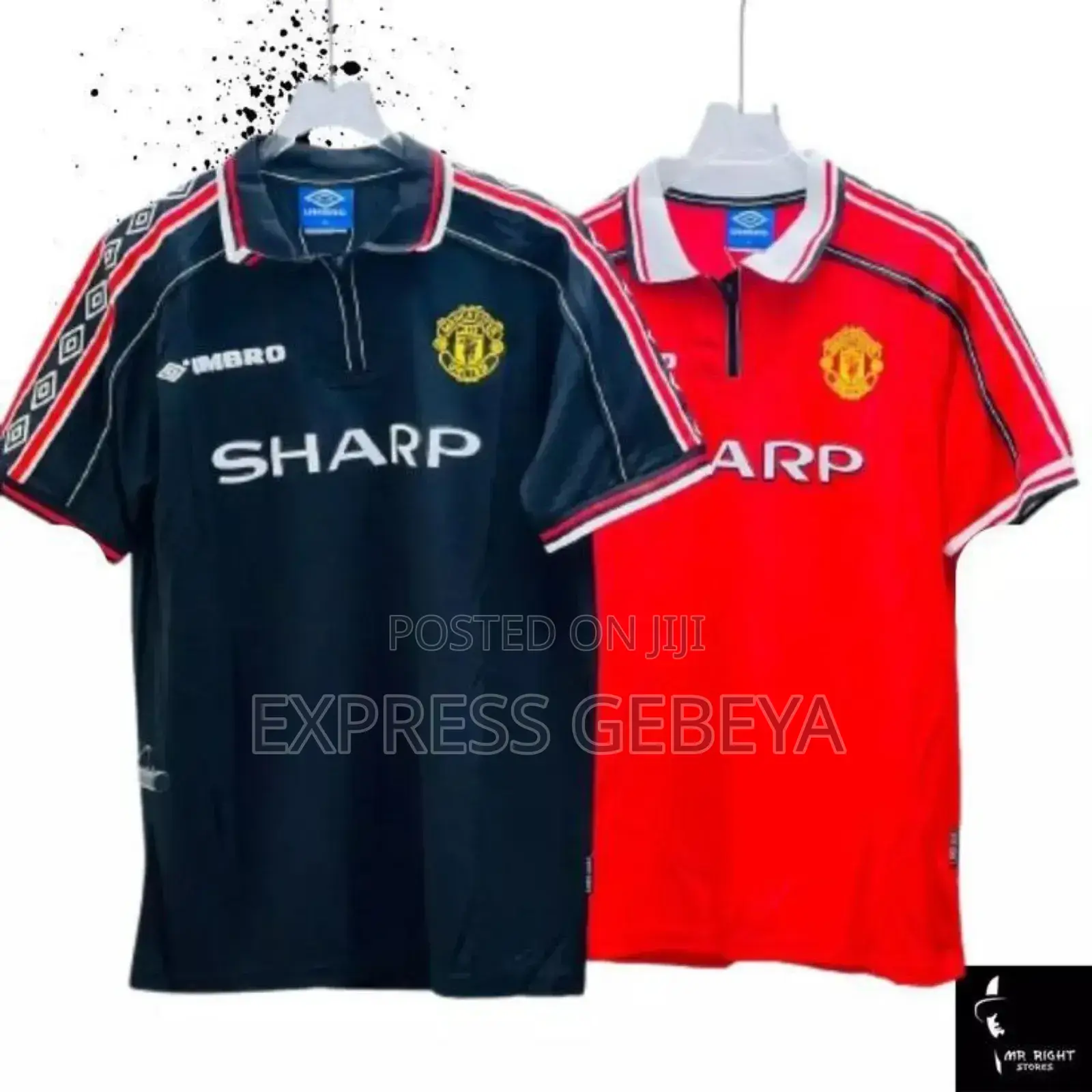 ኦሪጅናል ማሊያ Umbro #Manchester United 1998/99 Black Edition Kit Sharp