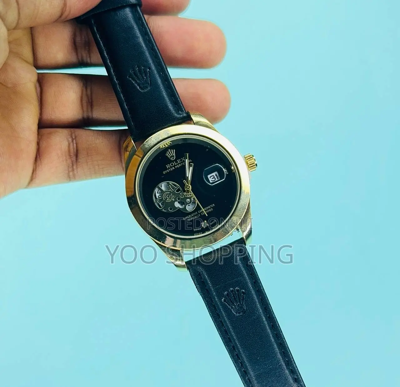 Rolex Leather Strap Watch for Him