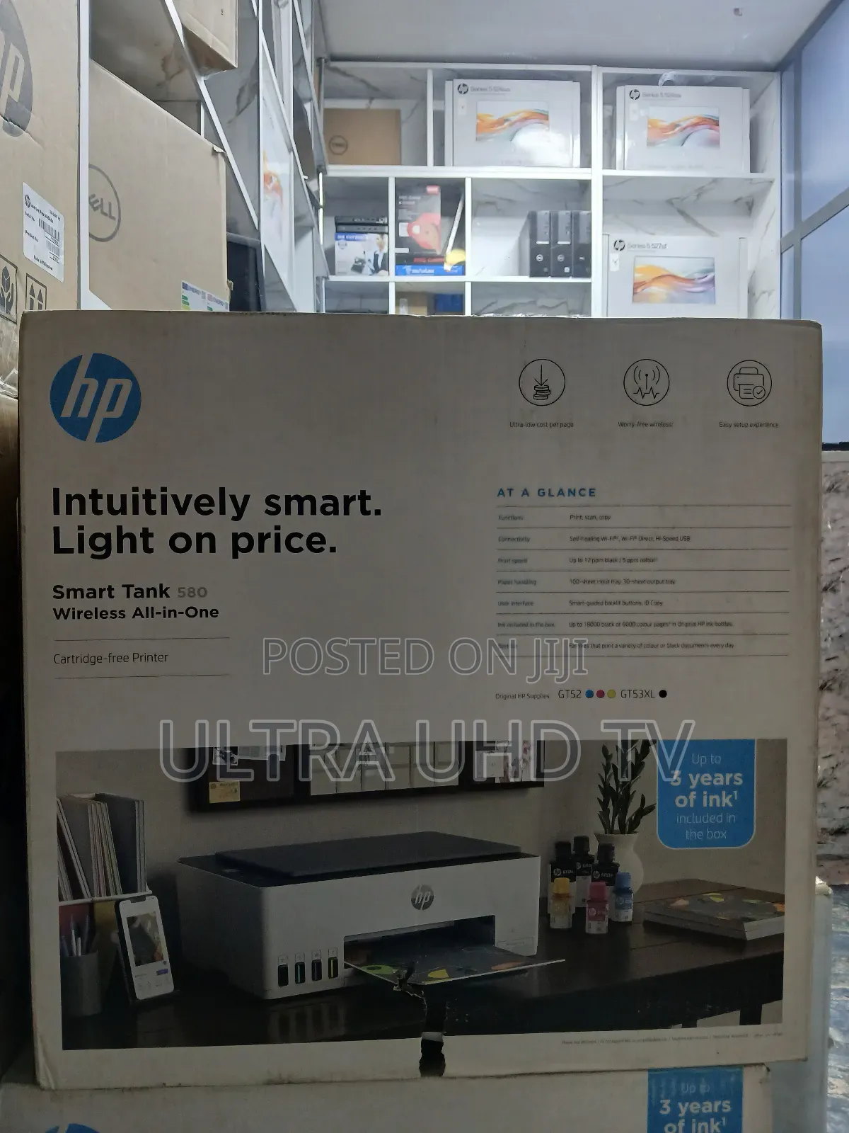 The Image Shows an Hp Smart Tank 580 Wireless All-in-One Printer.