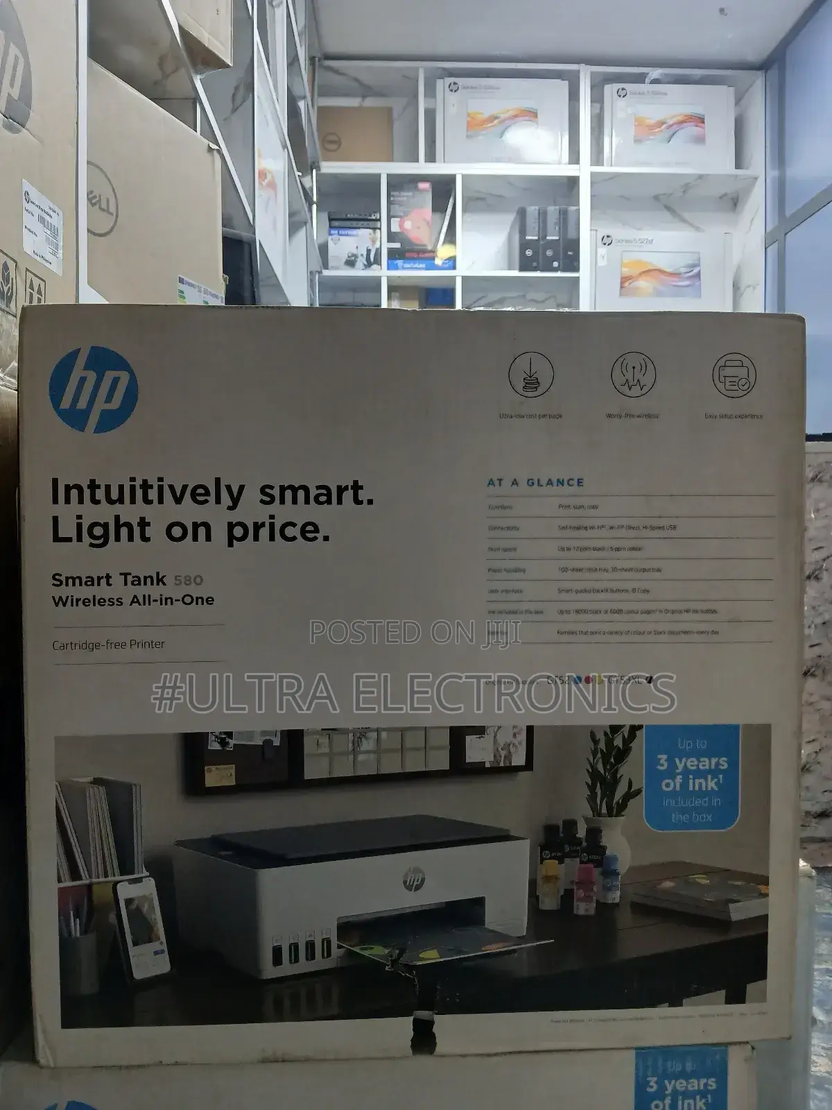 The Image Shows an Hp Smart Tank 580 Wireless All-in-One Printer.