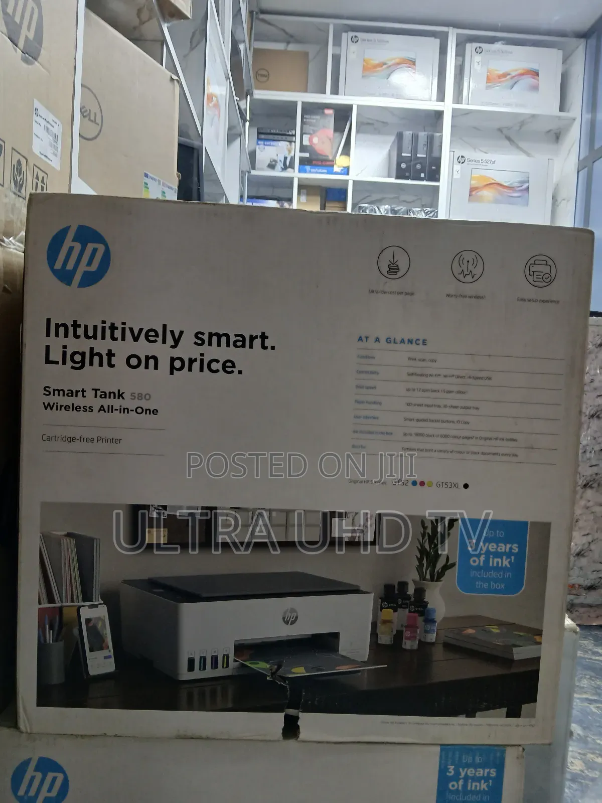The Image Shows an Hp Smart Tank 580 Wireless All-in-One Printer.