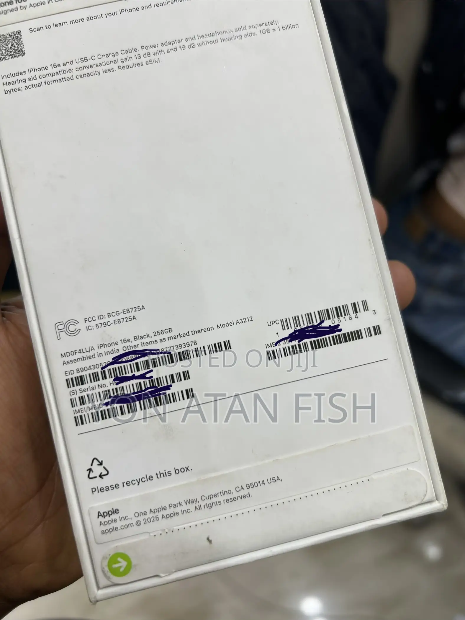 New Apple iPhone 16e 256 GB Black