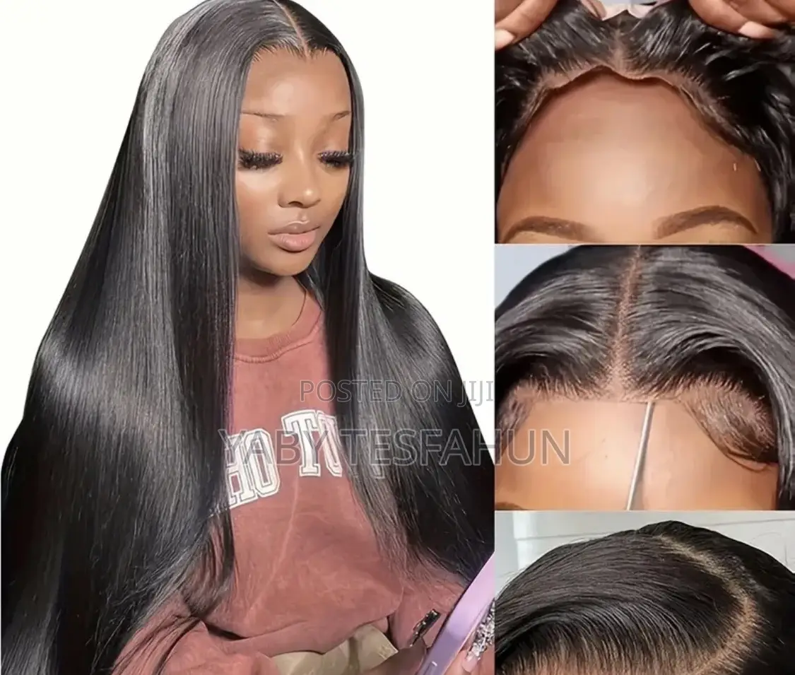 26 Inches Glue-less Straight Human Hair Pre Plucked Pre Bleached