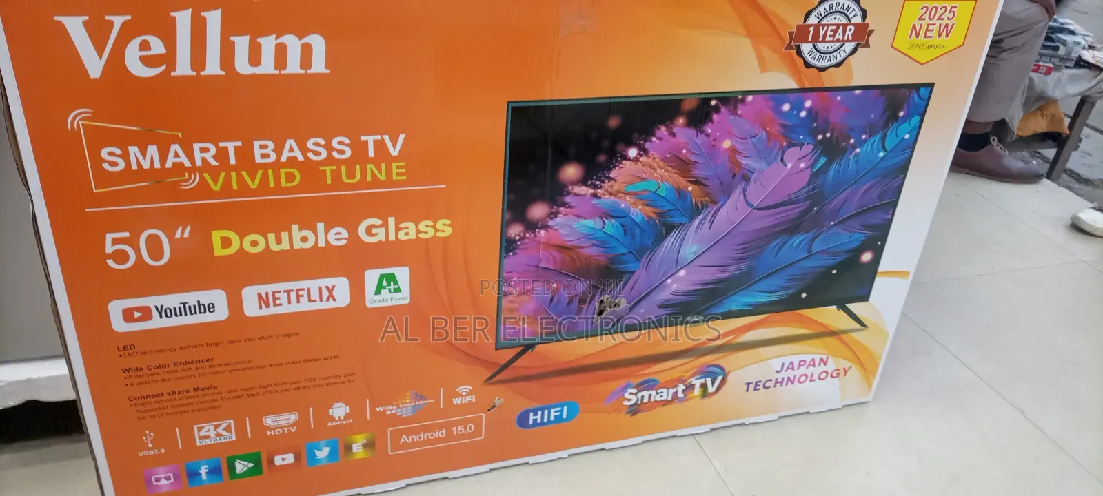 Vellum 50 Inch Smart Android 15 Uhd Doble Glass