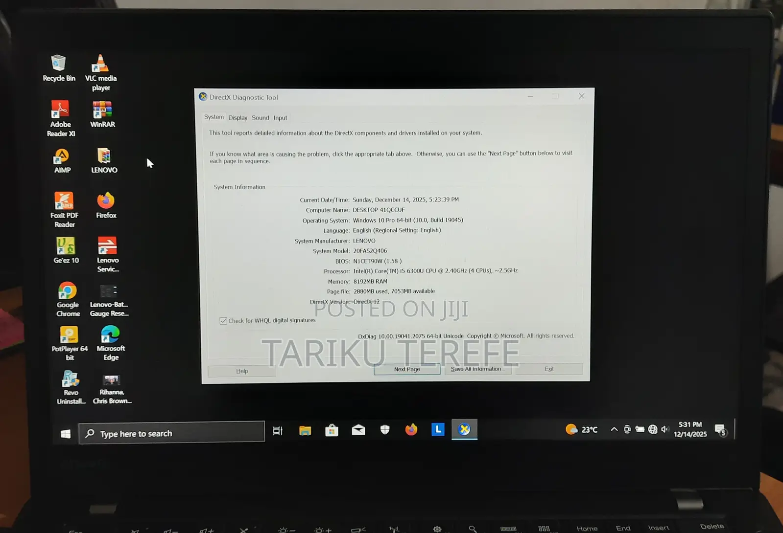 New Laptop 8GB Intel Core I5 SSD 256GB