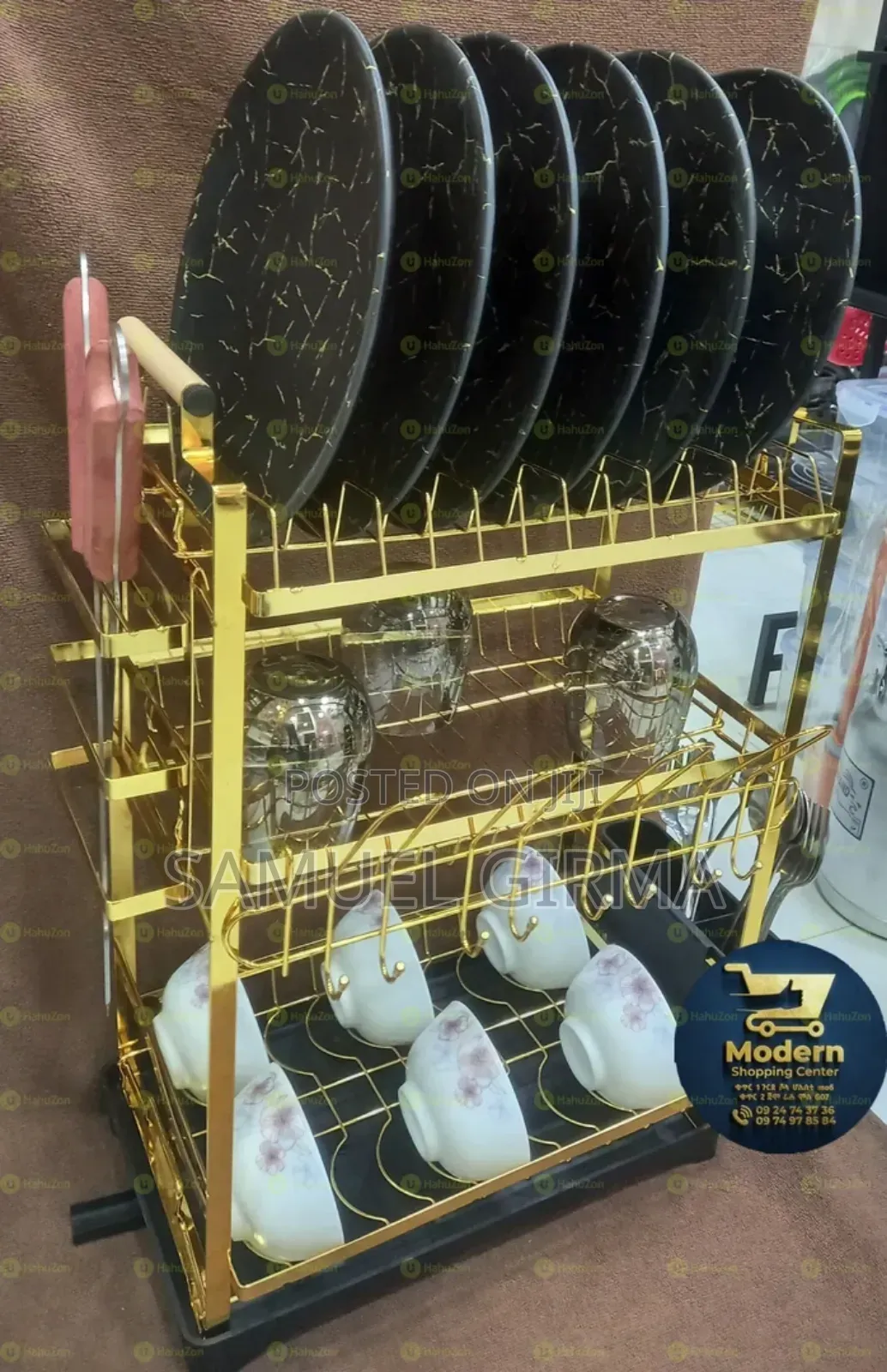 በአንድ ጊዜ 14 ሳህኖችን የሚደረድር3 Layer Stainless Steel Dish Drying Rack