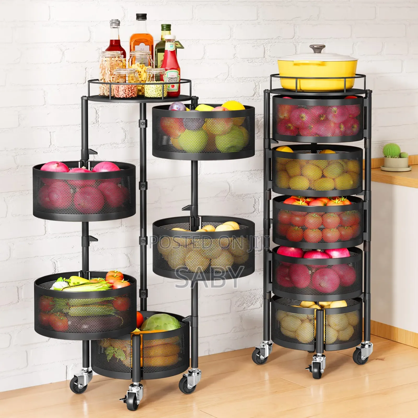 Moveable And Rotatable Kitchen Storage Rack