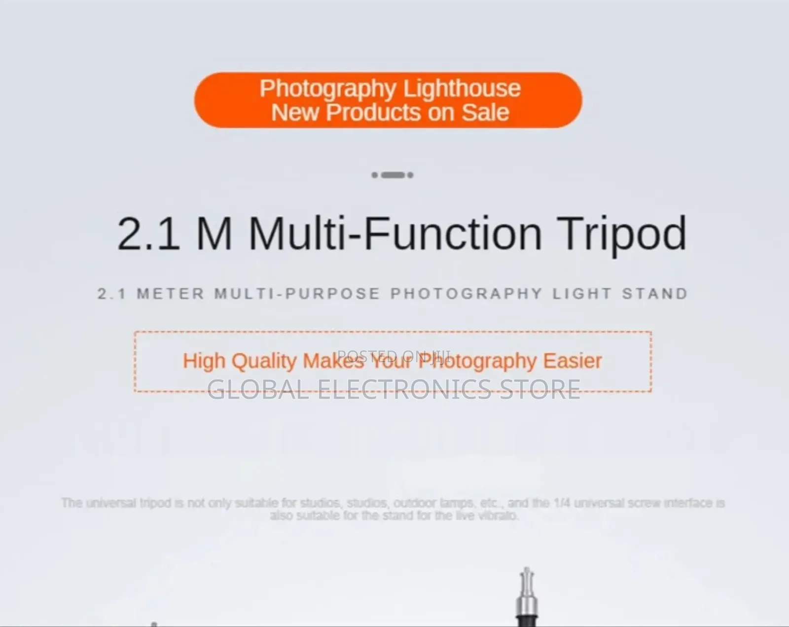 Generic Light Stand Tripod (Max 2 Meter )