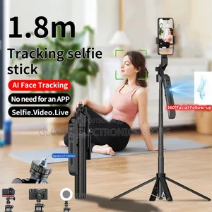 Universal C12 1.8m Selfie Tripod for Cell Phone - 360°Auto-Rotation