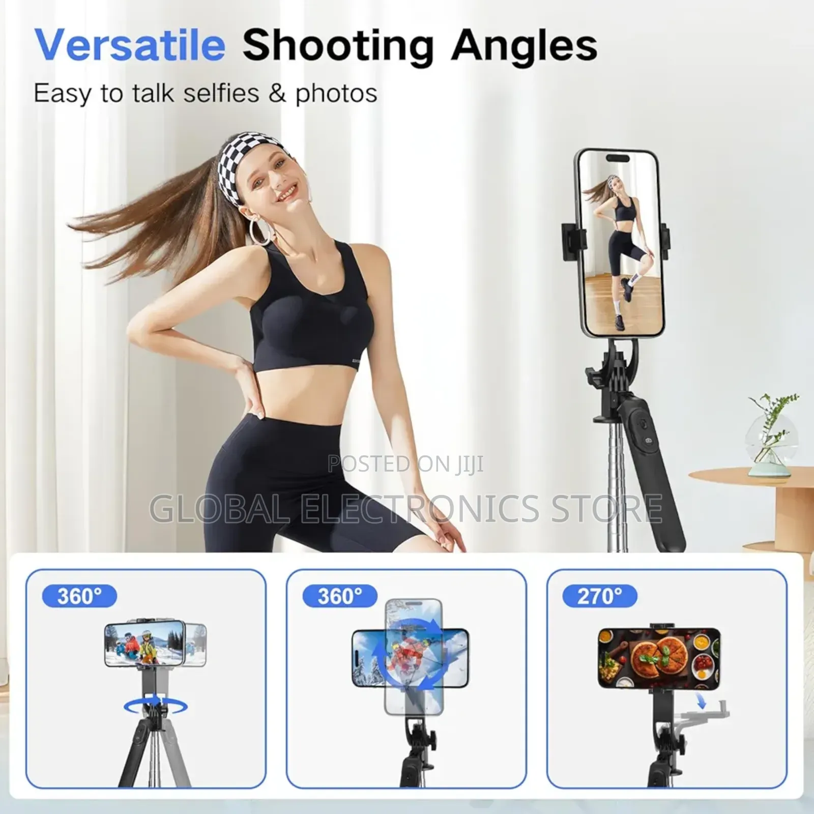 Universal C12 1.8m Selfie Tripod for Cell Phone - 360°Auto-Rotation