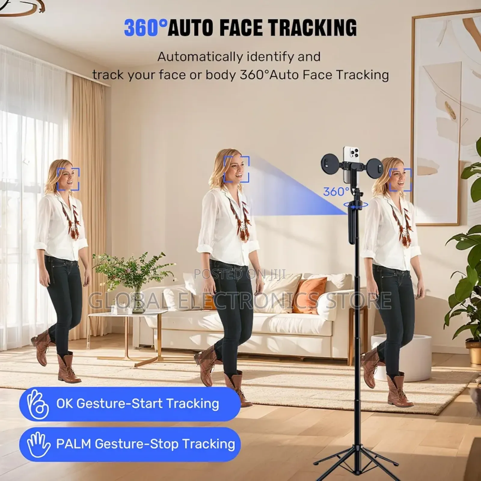 C-19 Ai Intelligent 360 Auto Face Tracking Tripod With Stand Light