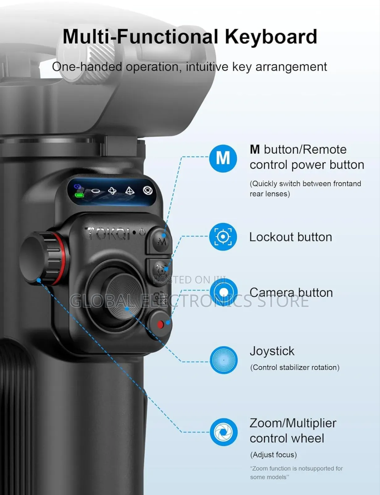 Tokqi M02 3-Axis Handheld Gimbal Stabilizer Cell Phone Selfie Tripod