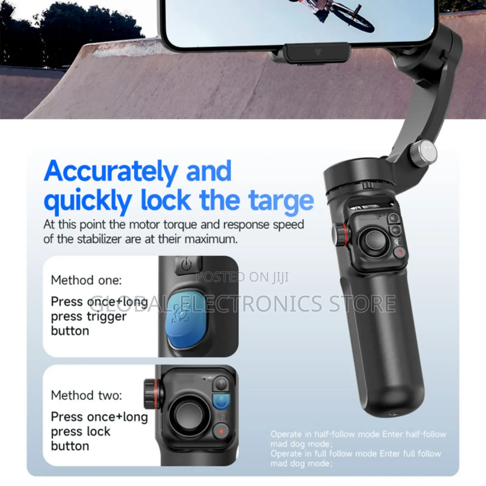 Tokqi M02 3-Axis Handheld Gimbal Stabilizer Cell Phone Selfie Tripod