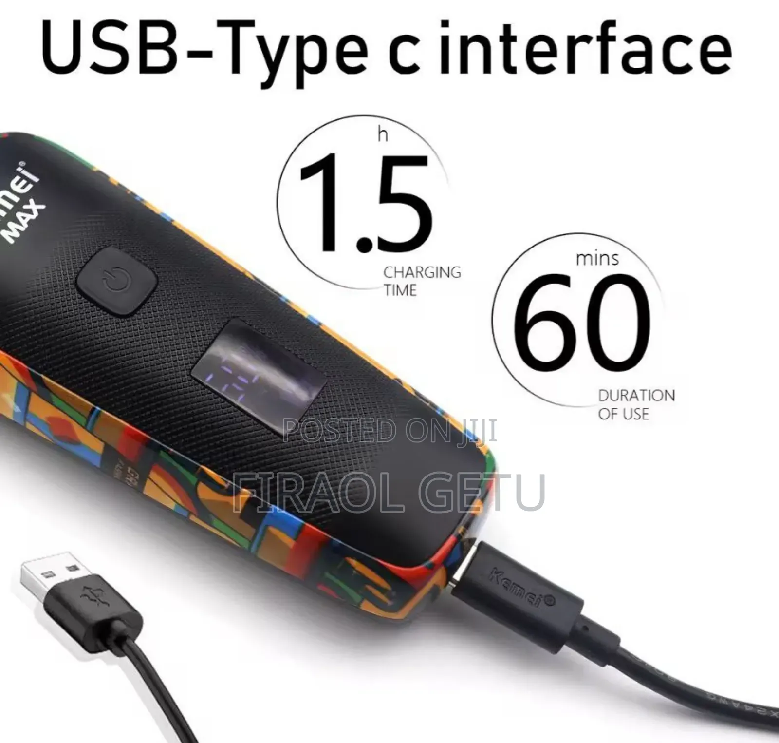 Kemei Km-Max5090 Professional Hair Clipper Kit Typ C Ub Charging