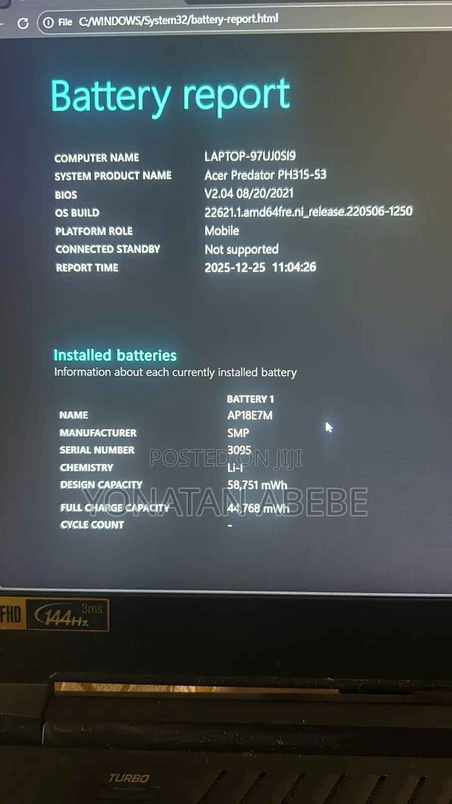 Laptop Acer Predator Helios 300 16GB Intel Core I7 HDD+SSD 1T