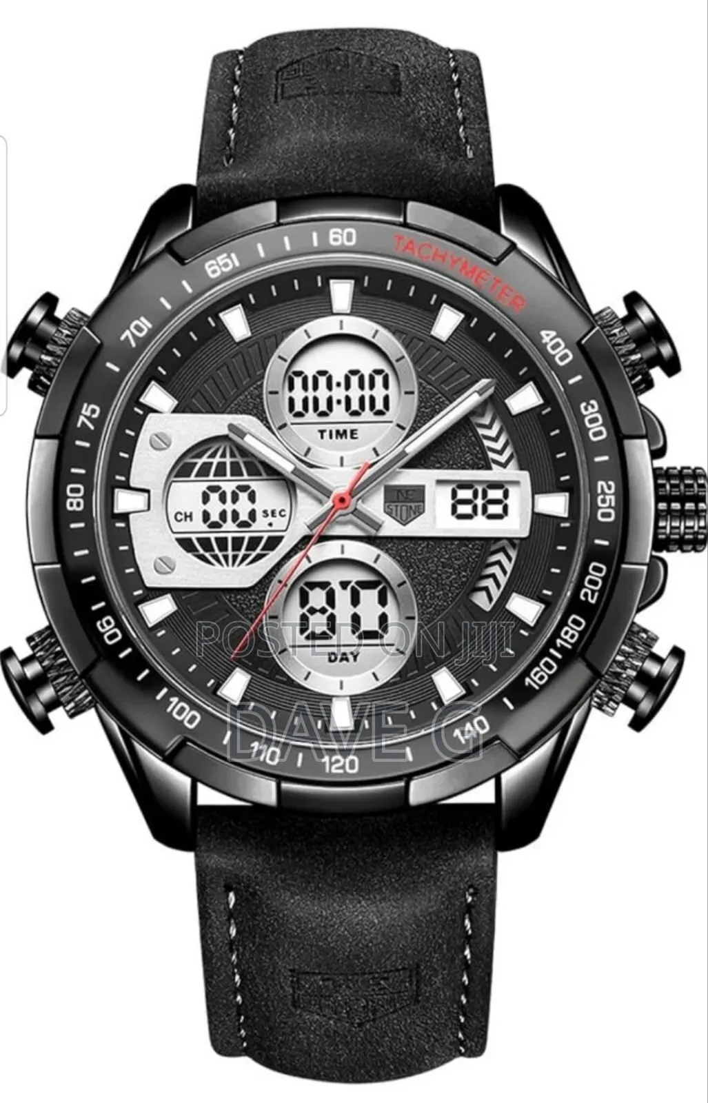 Poedagar Men New Watch Chronograph Waterproof Black Leather Wrist