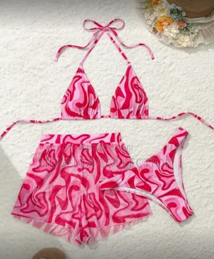 3pcs Set Random Print Tankini Swimsuit