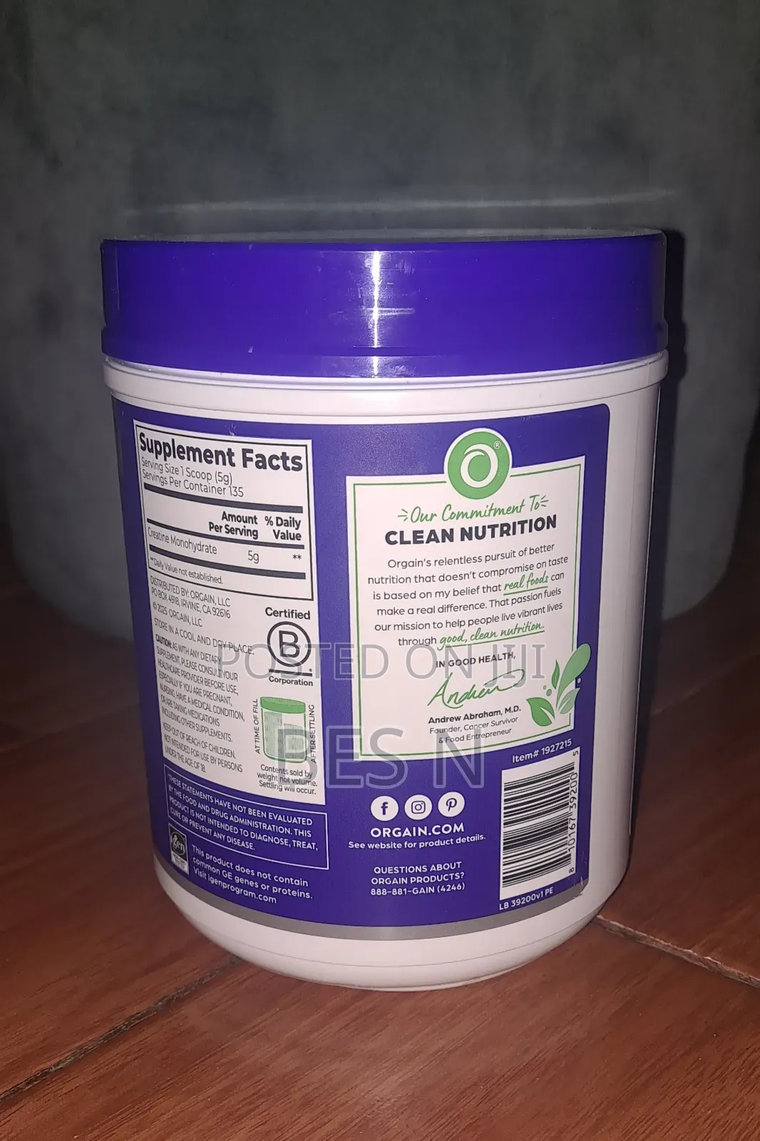 Orgain Creatine 675gm 135 Serving