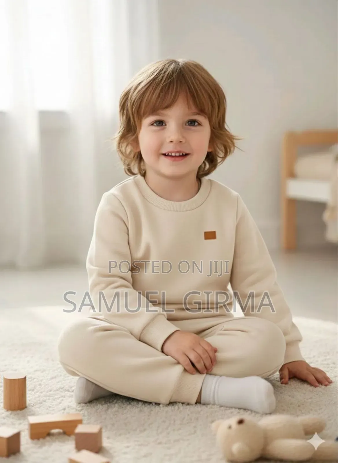 Mk- 0747 Unisex Round Neck Long Sleeve Hoodie and Pant Set 4-6 Years