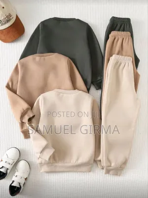 Mk- 0747 Unisex Round Neck Long Sleeve Hoodie and Pant Set 4-6 Years