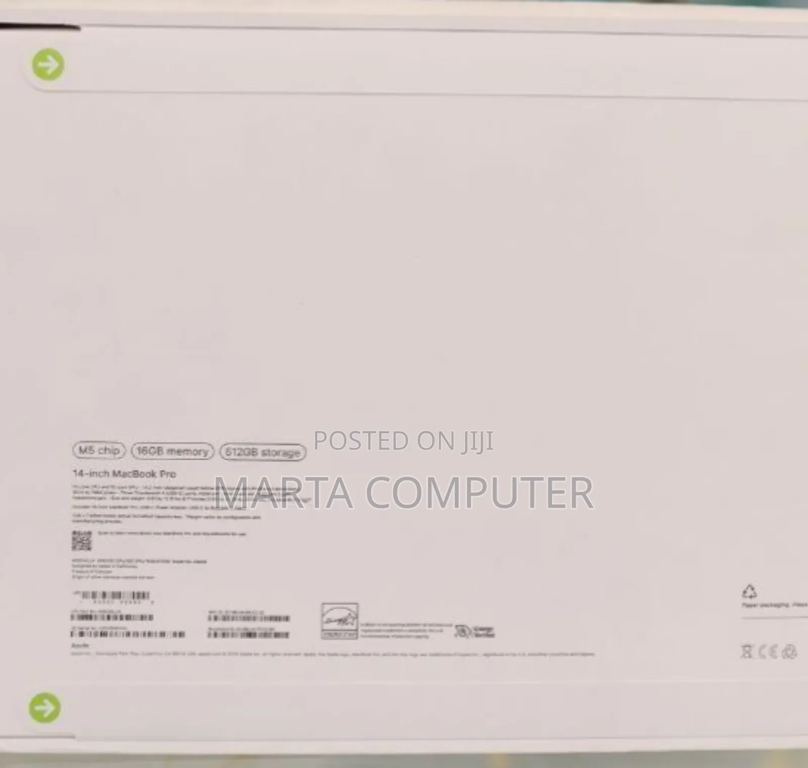 New Laptop Apple MacBook Pro 16GB Apple M5 SSD 512GB