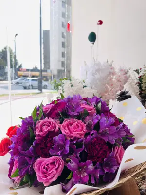 Beautiful Mixed Flower Bouquet – Roses Purple Flowers