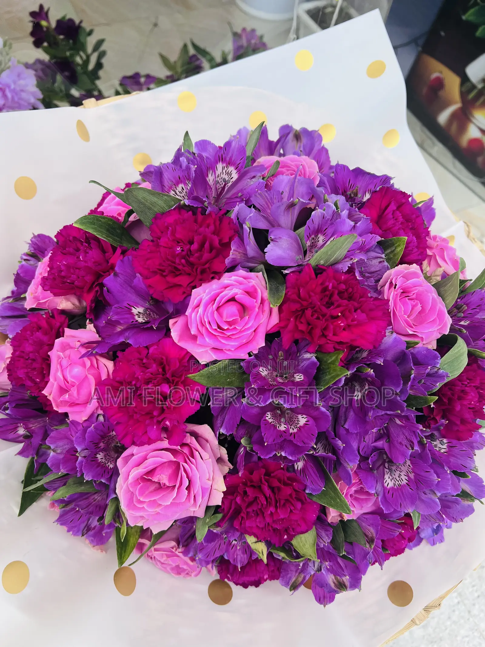 Beautiful Mixed Flower Bouquet – Roses Purple Flowers