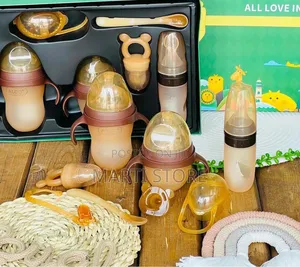 6 Pieces Bpa Free Silicone Baby Bottles or Feeding Sets ( Algo)