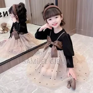 Girls Bow Decor Ruffle Dress Size: 1 - 4 Years
