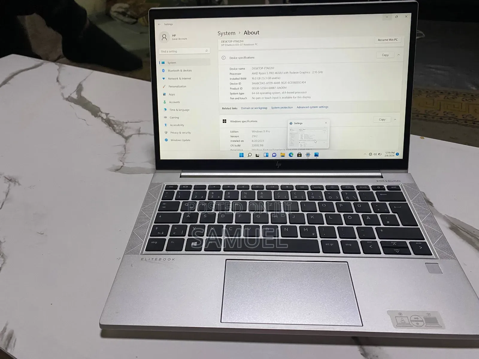 New Laptop HP EliteBook 835 G7 16GB AMD Ryzen 5 SSD 256GB