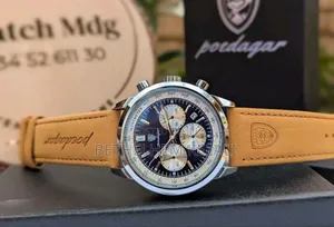 Poedagar Men's Chronograph Quartz Watch With a Brown or Tan Leather