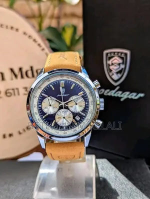 Poedagar Men's Chronograph Quartz Watch With a Brown or Tan Leather