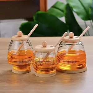 Glass Honey Jar - With Dripper Stand - Elegant Design