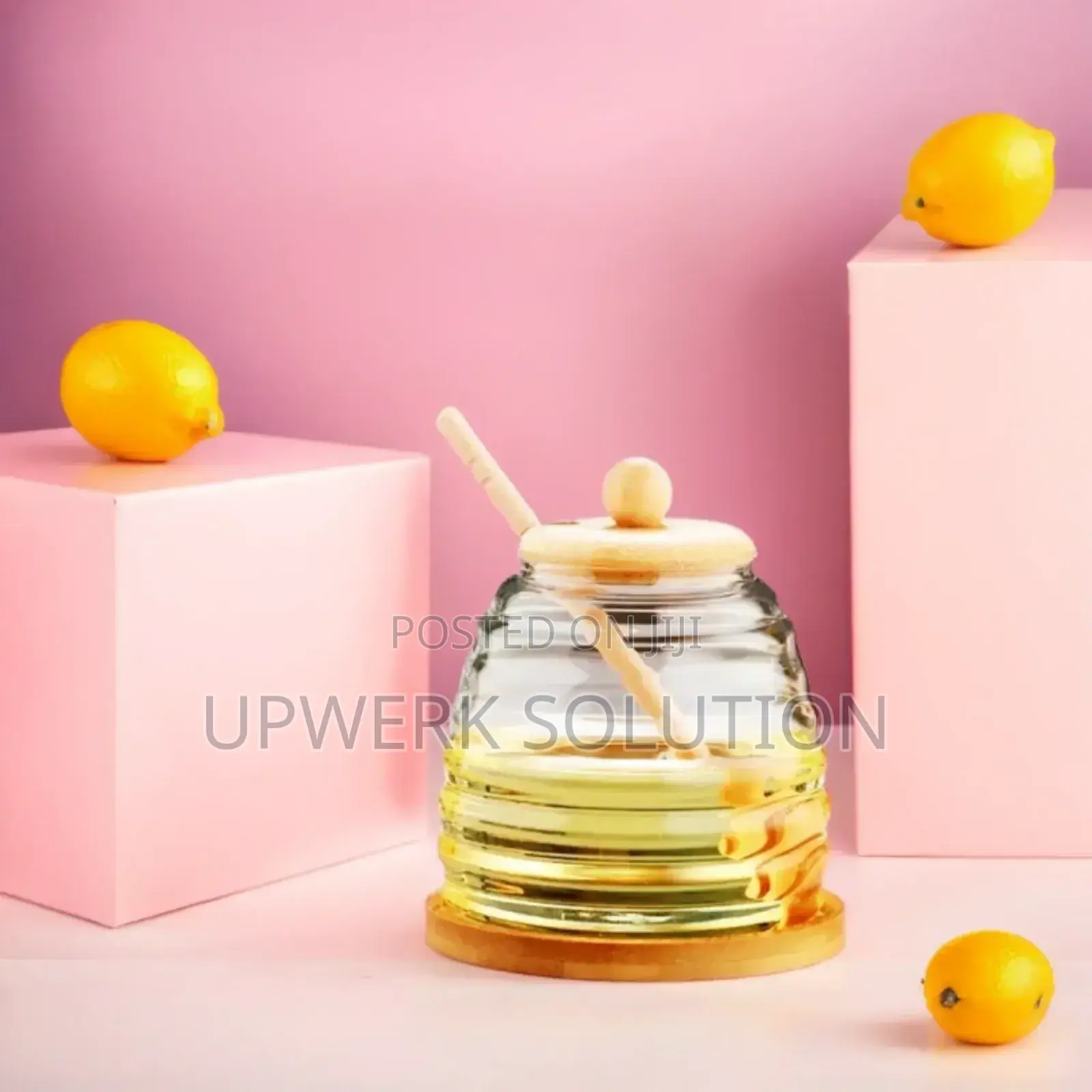 Glass Honey Jar - With Dripper Stand - Elegant Design