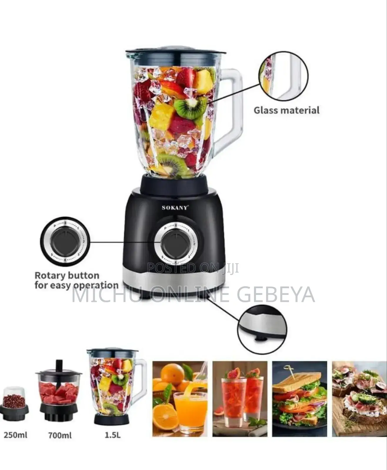ጠፍቶ የነበረው Sokany 3 In1 Blender /Grinder