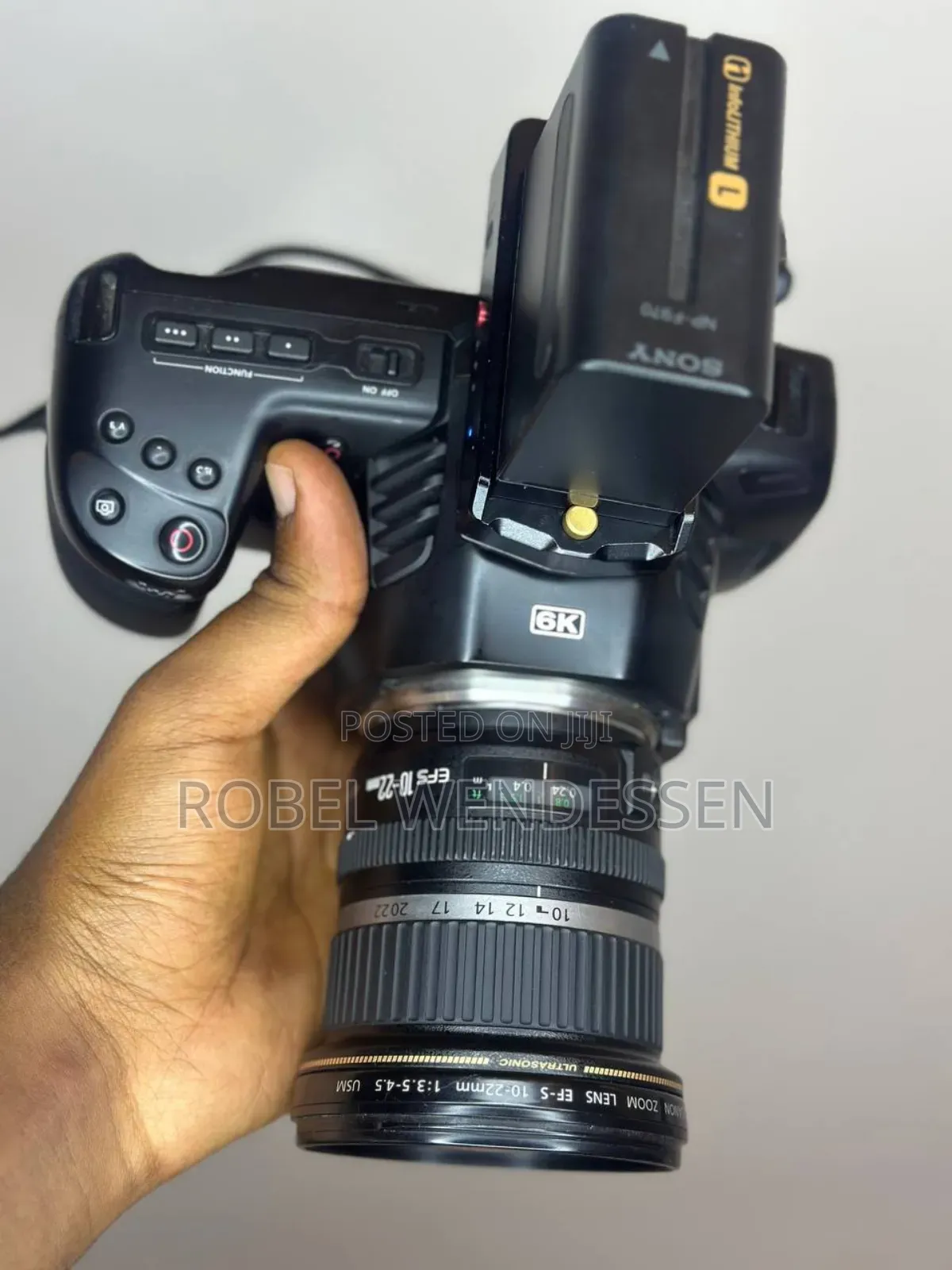 Black Magic Cinematic Camera .10-22mm Lens 3 Batteries Charger