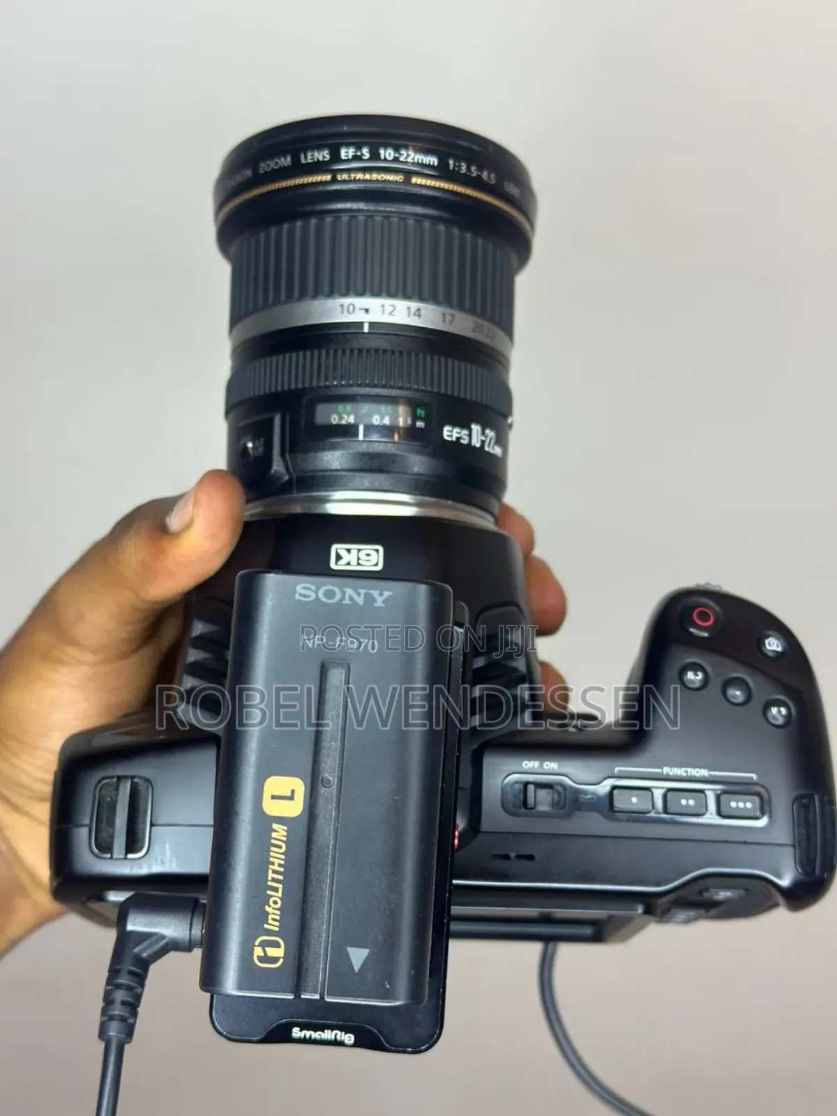 Black Magic Cinematic Camera .10-22mm Lens 3 Batteries Charger