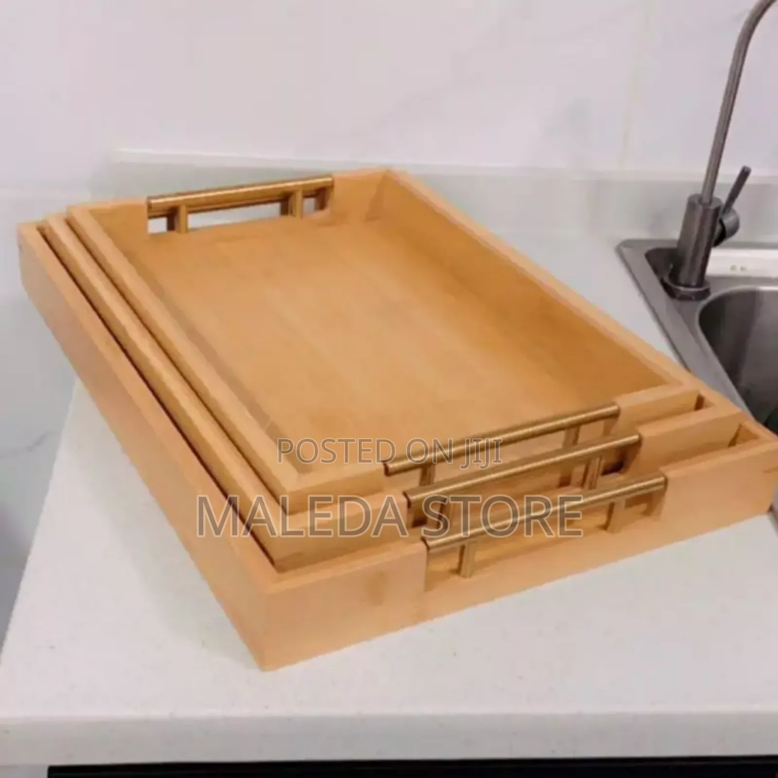 3 Pcs Bamboo Pallet Food Tray