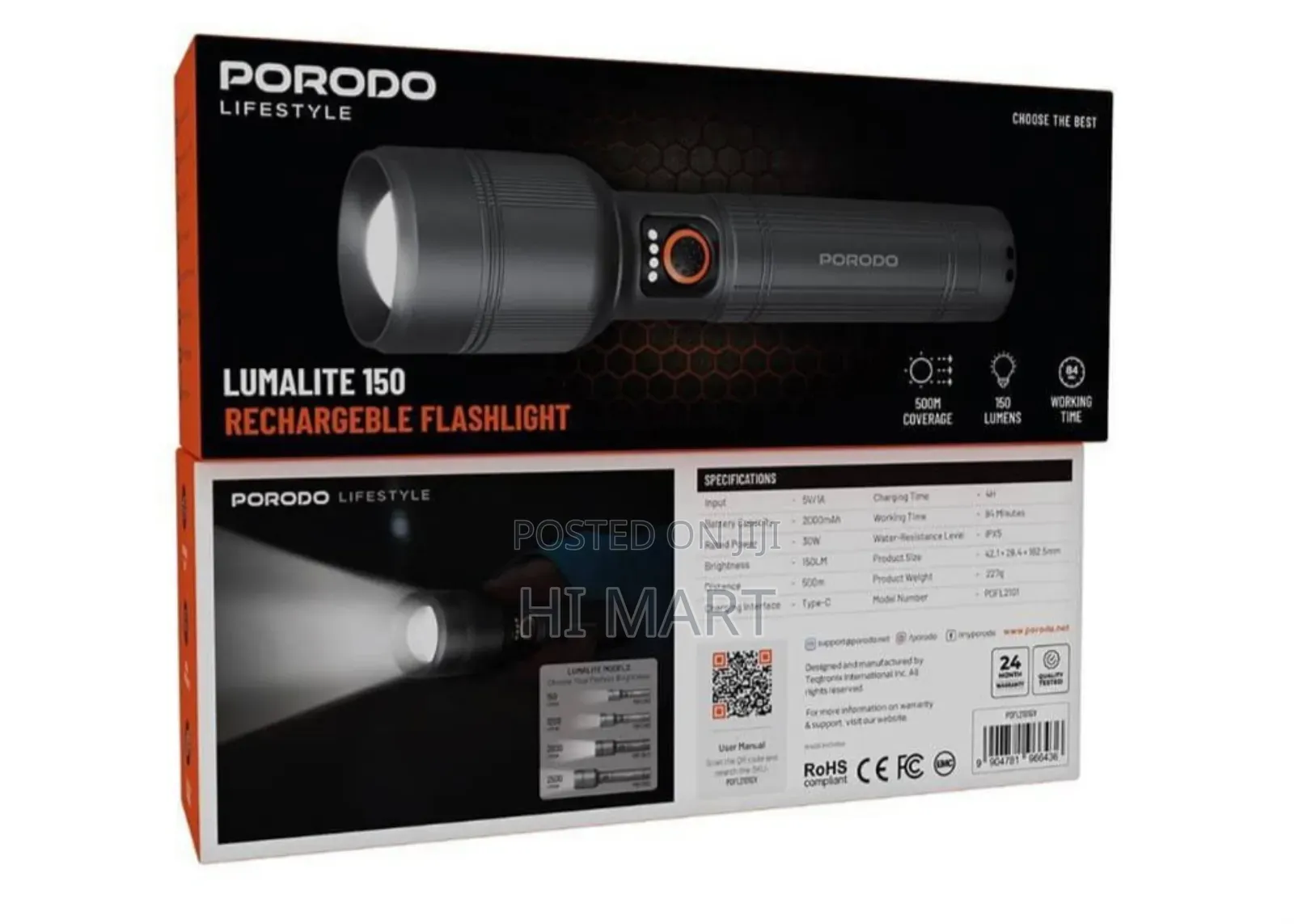 Porodo Rechargeable Flashlight