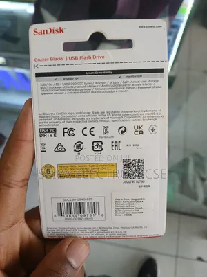 Sandisk Cruzer Blade Usb 2.0 Flash Drive With 128 Gb Capacity.