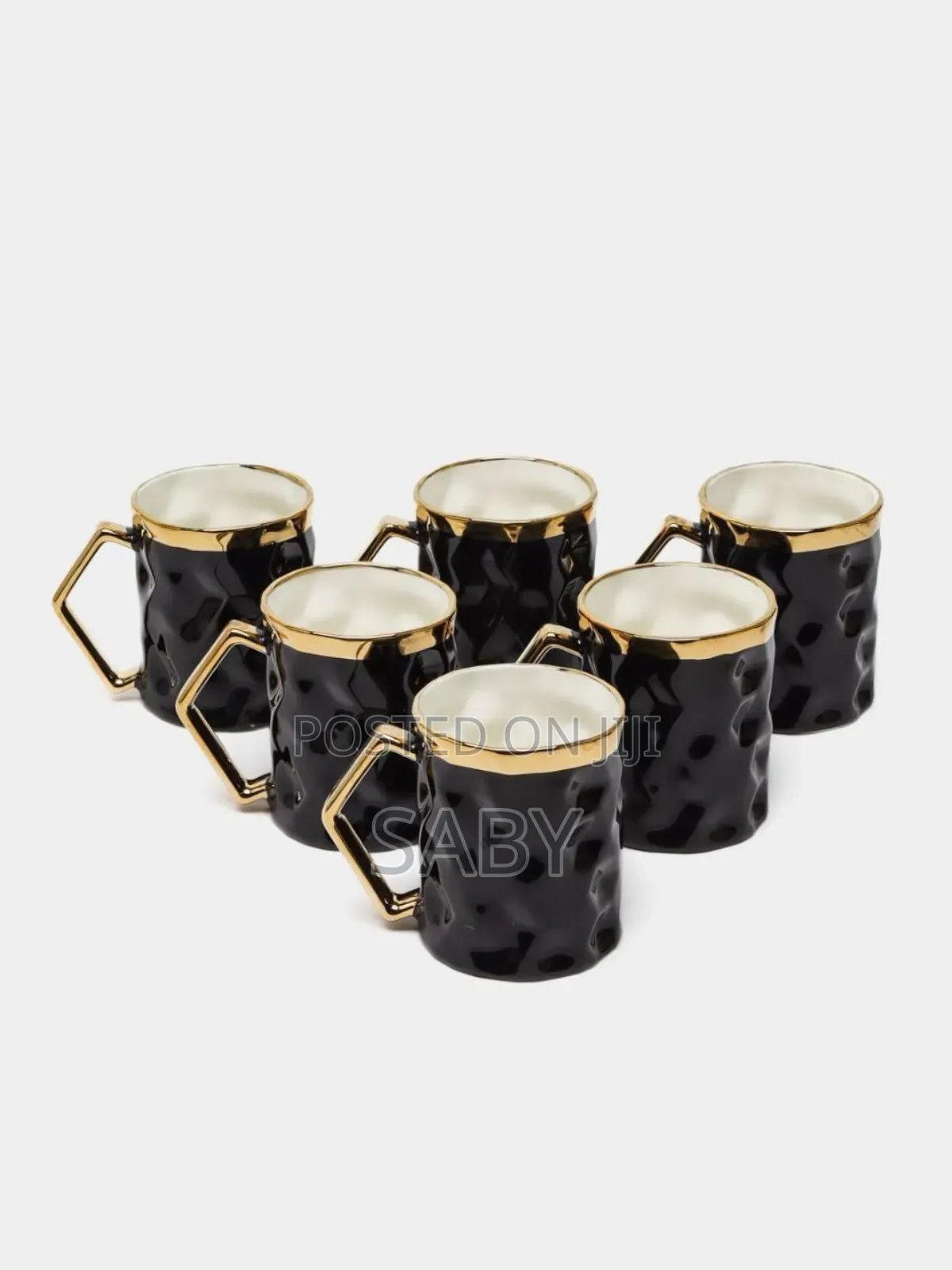 6set Ceramic Mugs With Golden Stand