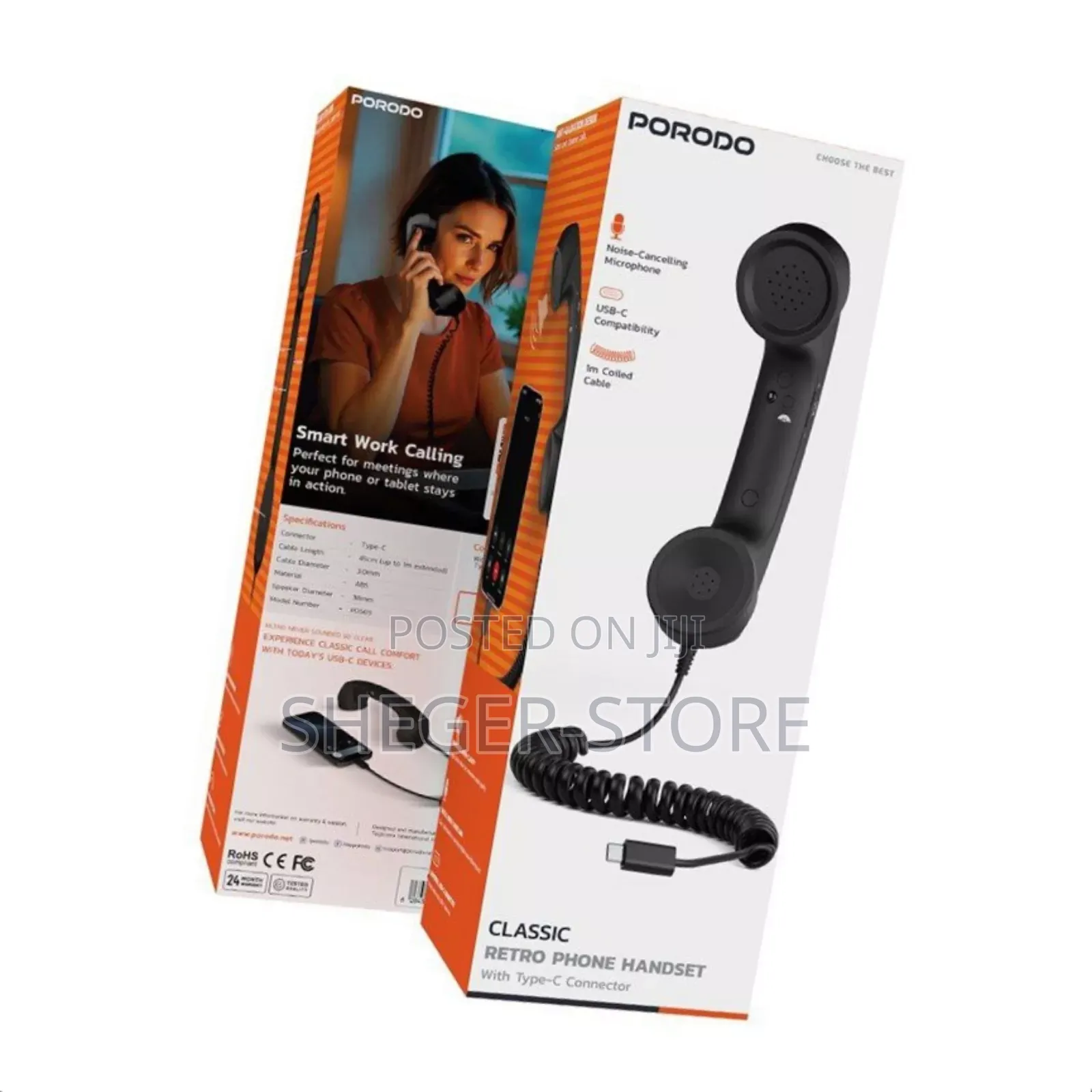 Orginal Porodo Classic Retro Phone Handset Pro With Type-c Connector