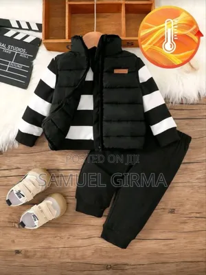 Boys Stripped Pullover, Pant and Vest Set