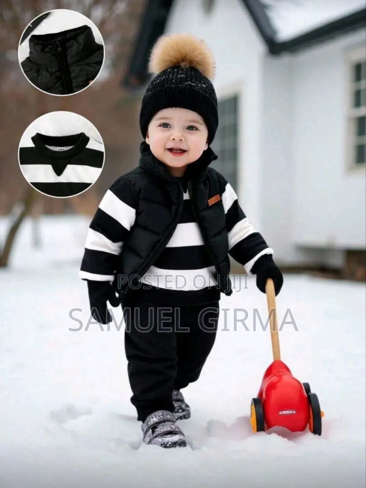Boys Stripped Pullover, Pant and Vest Set