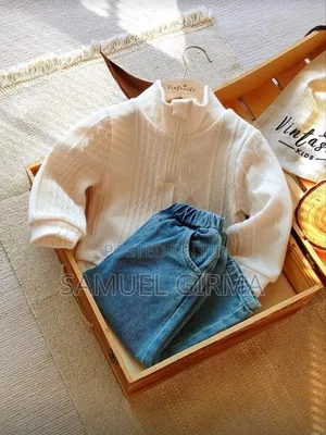 Toddler Boys Casual Turndown Collar Long-Sleeve Top and Jeans Pant Set