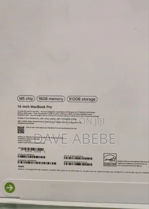 New Laptop Apple Macbook Pro 2025 M5 14-Inch 16GB Apple M5 SSD 512GB