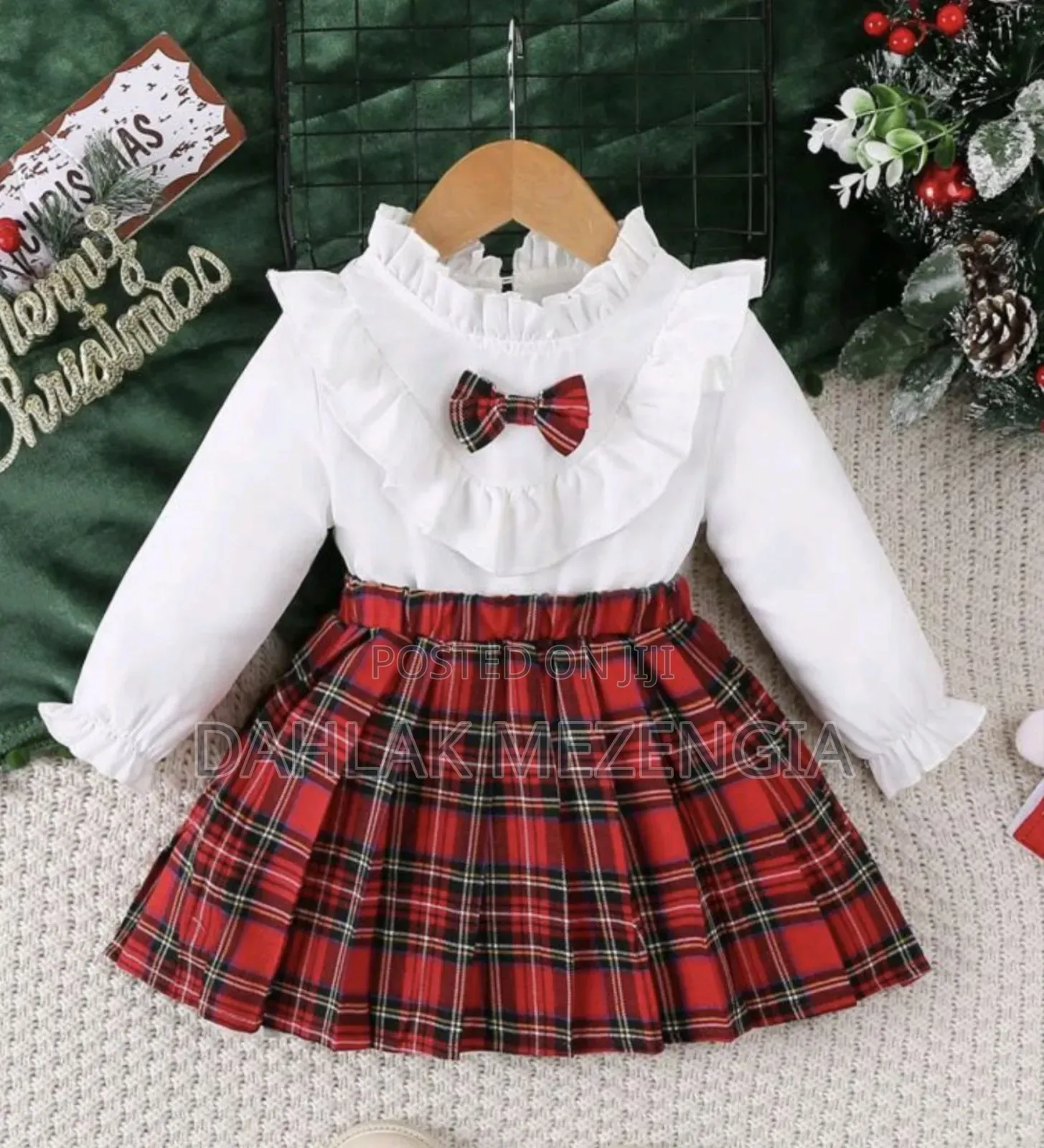 Baby Girl Plaid Patchwork Ruffled Hem Stand